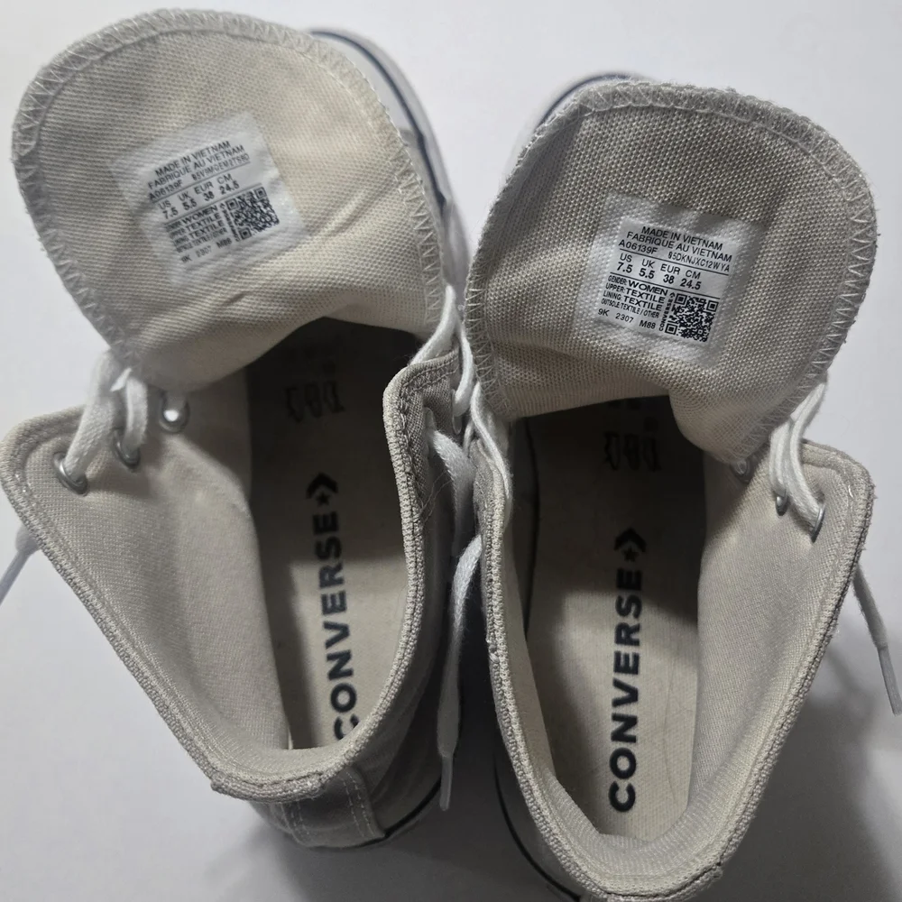 Converse Canvas High-Tops in Cream and White - Picture 6 of 8